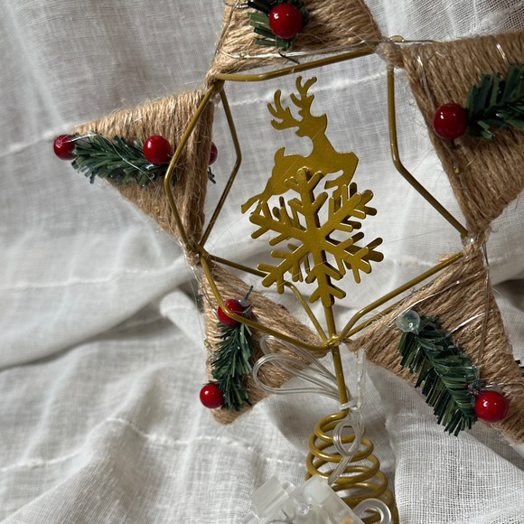 Lotus Hills Christmas Star 9" Tree Topper Lights Rustic Deer Holly Snowflake NWT - Picture 11 of 12